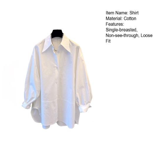 Женская рубашка из хлопка с длинным рукавом, свободная блузка, однотонная, с заостренным воротником, рубашка на весну и осень для вечеринок, путешествий, работы