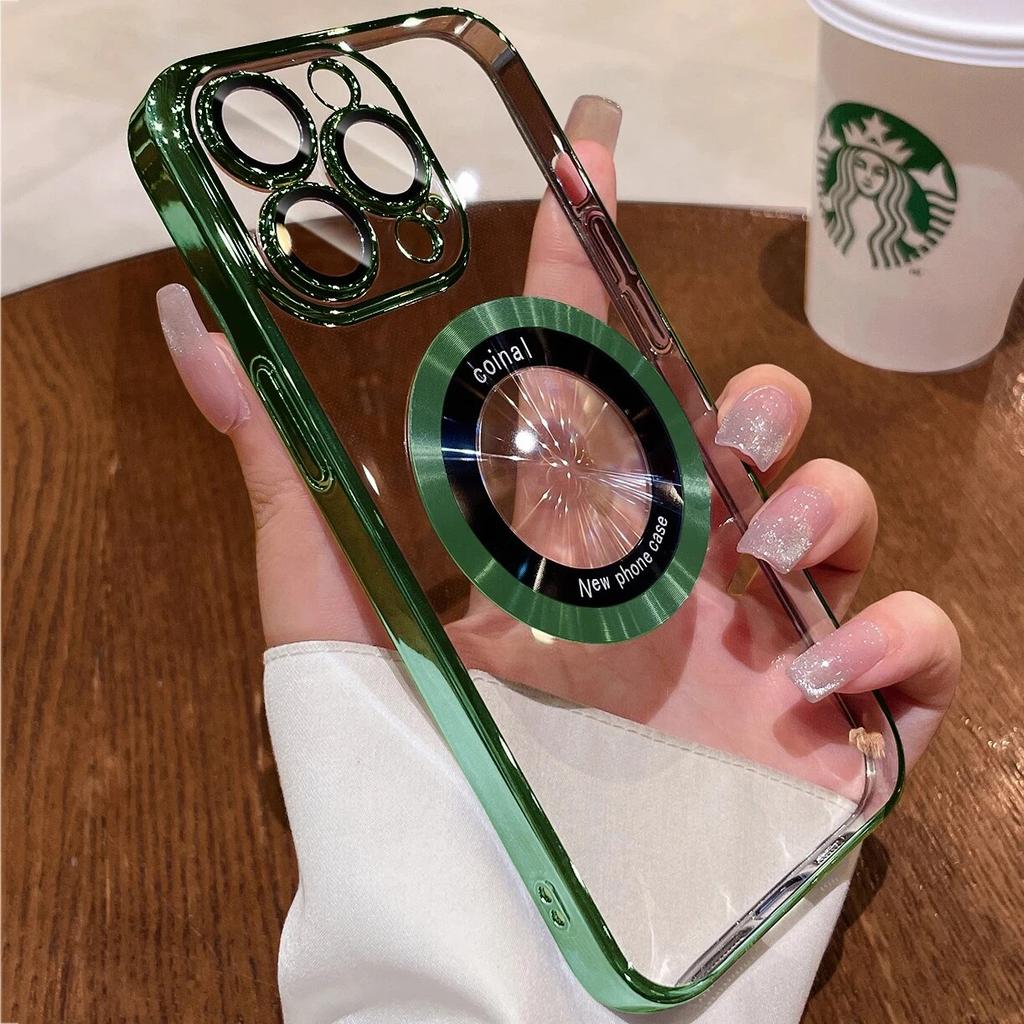 Роскошное покрытие для чехлов для телефонов Magsafe для iPhone 15 14 13 12 11 Pro Max Plus, защитная пленка для линз с беспроводной зарядкой, прозрачная задняя крышка