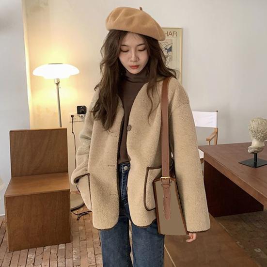 Женское осенне-зимнее пальто, однобортное, однотонное, свободные накладные карманы, термостойкий кардиган с длинными рукавами, повседневная куртка