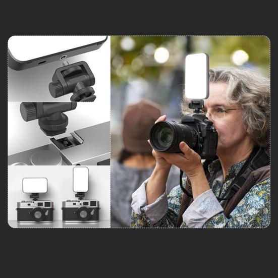 Светодиодный заполняющий свет с регулируемым кронштейном, сверхъяркий, компактный, портативный, перезаряжаемый, заполняющий свет, светильник для селфи с мягким рассеивателем