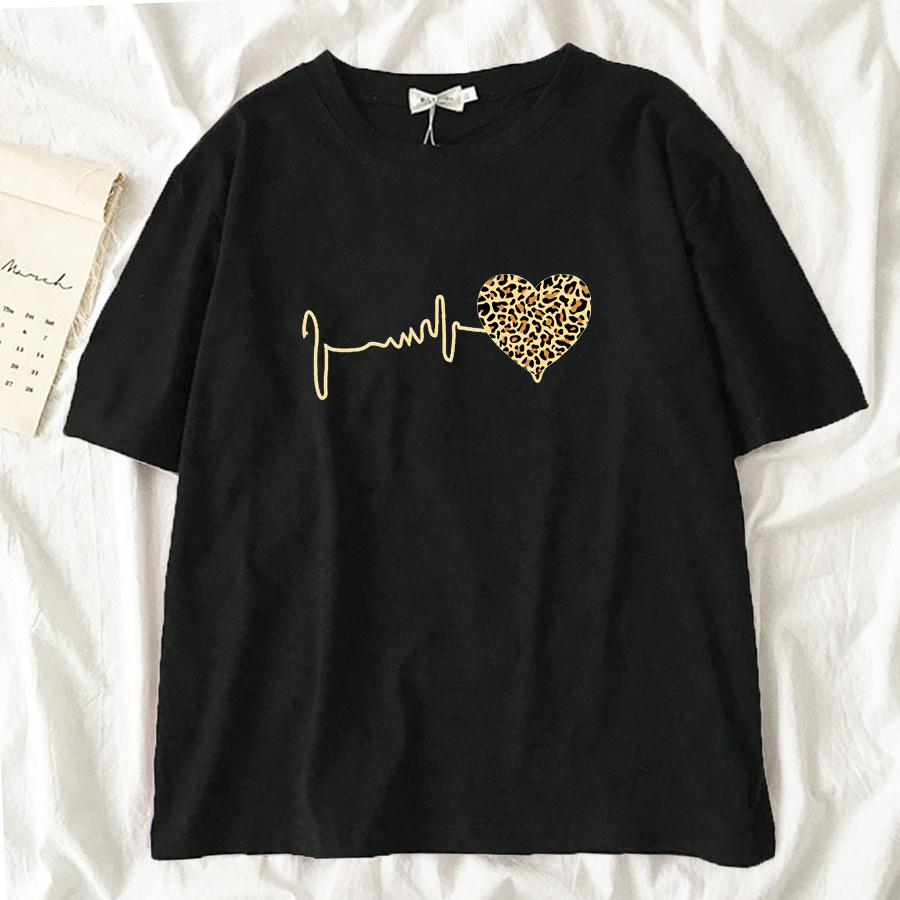 Heartbeat женская черная футболка 2022 Girl Harajuku 90S корейский стиль графические топы женская Y2K Kawaii женская футболка, Прямая поставка