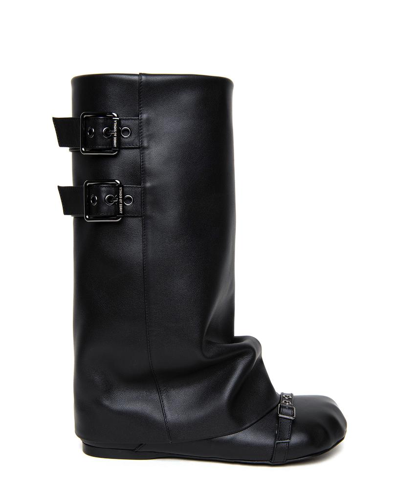 Three To Eighty Animal Wrinkle Leahter Boots Black