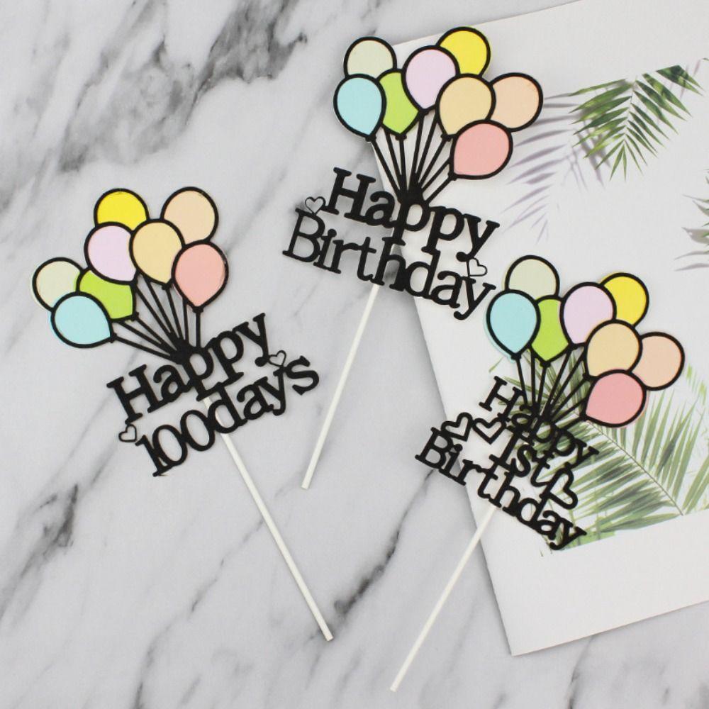 Paper Balloons Cake Toppers Double Layer Happy Birthday Cake Decoration Kids Party Decor