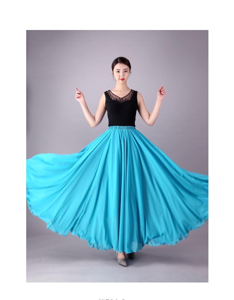 Юбка-свинг из двухслойного шифона 720° для современных бальных танцев и тренировок по квадратным танцам
