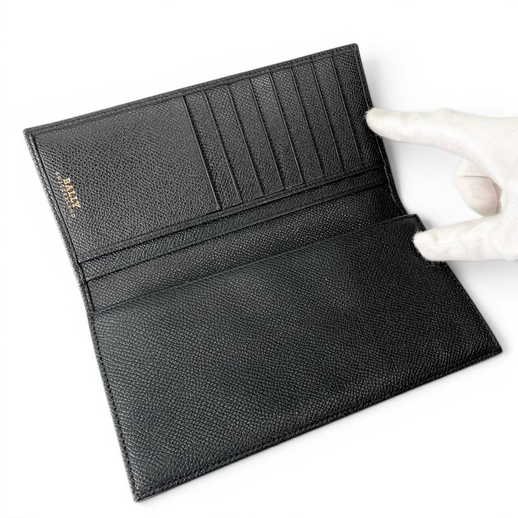 Excellent BALLY Purse LALIRO Leather long wallet with metal logo, bi-fold mens Used
