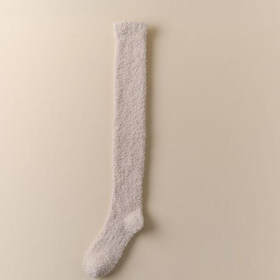 1 пара женских зимних носков, плюшевые гольфы выше колена, нескользящие, коралловый флис, однотонные, теплые, утолщенные, чулки, теплые носки для разных случаев