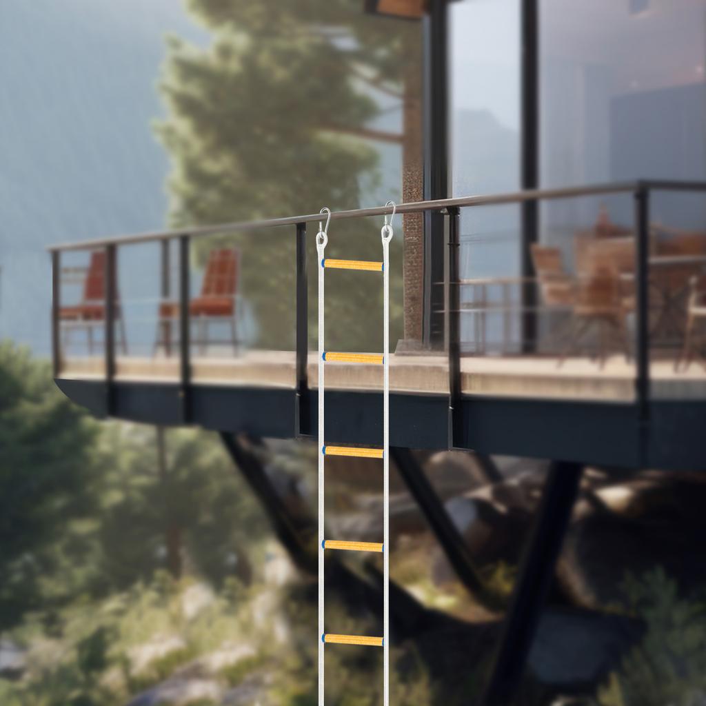 12 M Rope Ladder Rescue Ladder Fire Brigade Ladder Safety Ladder W/ Carabin 12 Meters Rope Ladder Fireproof Rescue Ladder