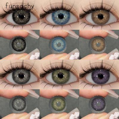 FUNSACHY 1 пара натуральных контактных линз для глаз, зеленые линзы, голубые контактные линзы для глаз, косметические серые зрачки