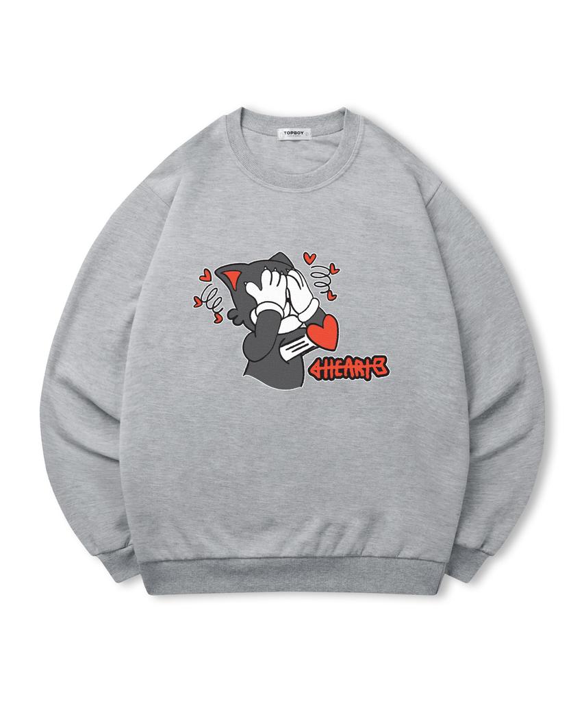 TOPBOY [Non-Fleece Or Fleece-Lined] Heart Beat Print Sweatshirt (Type C)