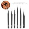 1.5mm 6pcs Stainless Steel Tweezers Set Nail Art Tweezers Watch Repair Tool Accessory