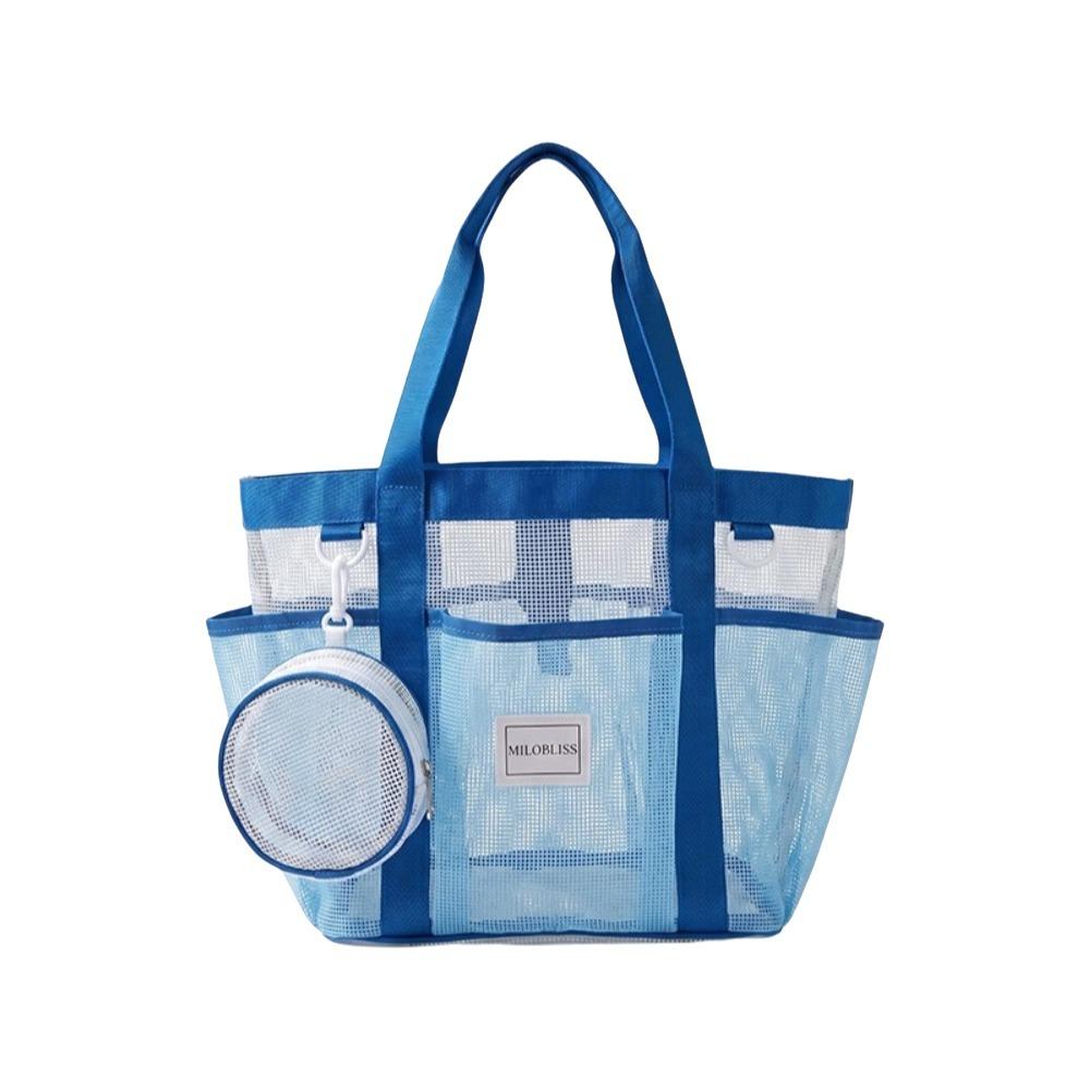 Waterproof Mesh Swimming Bag Contrasting Color Shoulder Bag Beach Tote Bag Beach
