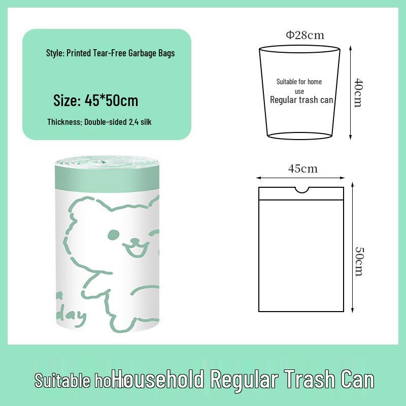 Durable Cartoon Print Drawstring Mugwort Scented Large Garbage Bags