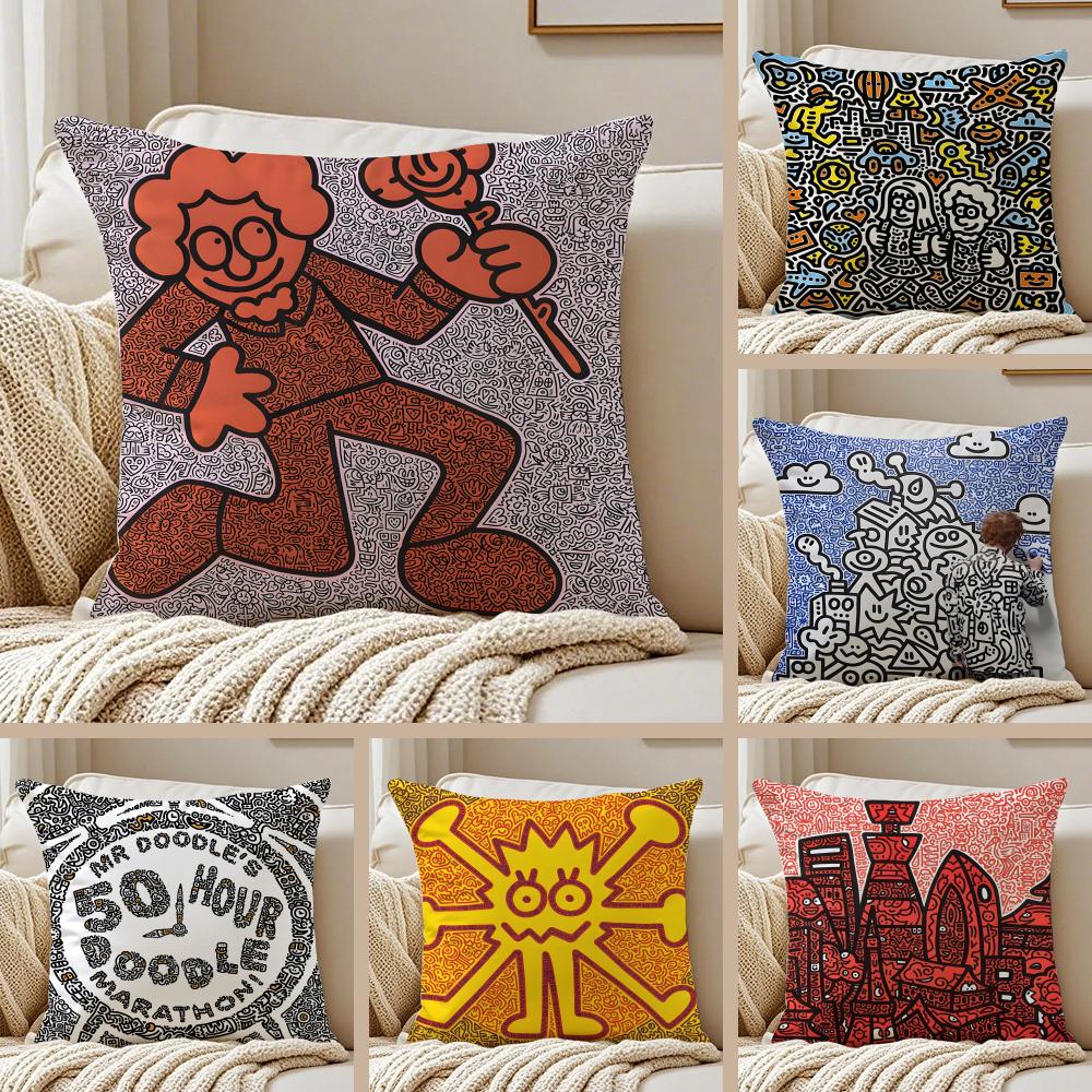 Известный Гений Граффити Арт Mr Doodle Наволочка Подушка Защита от Пылевых Клещей Гостиная Диван Декор Подушка Комната