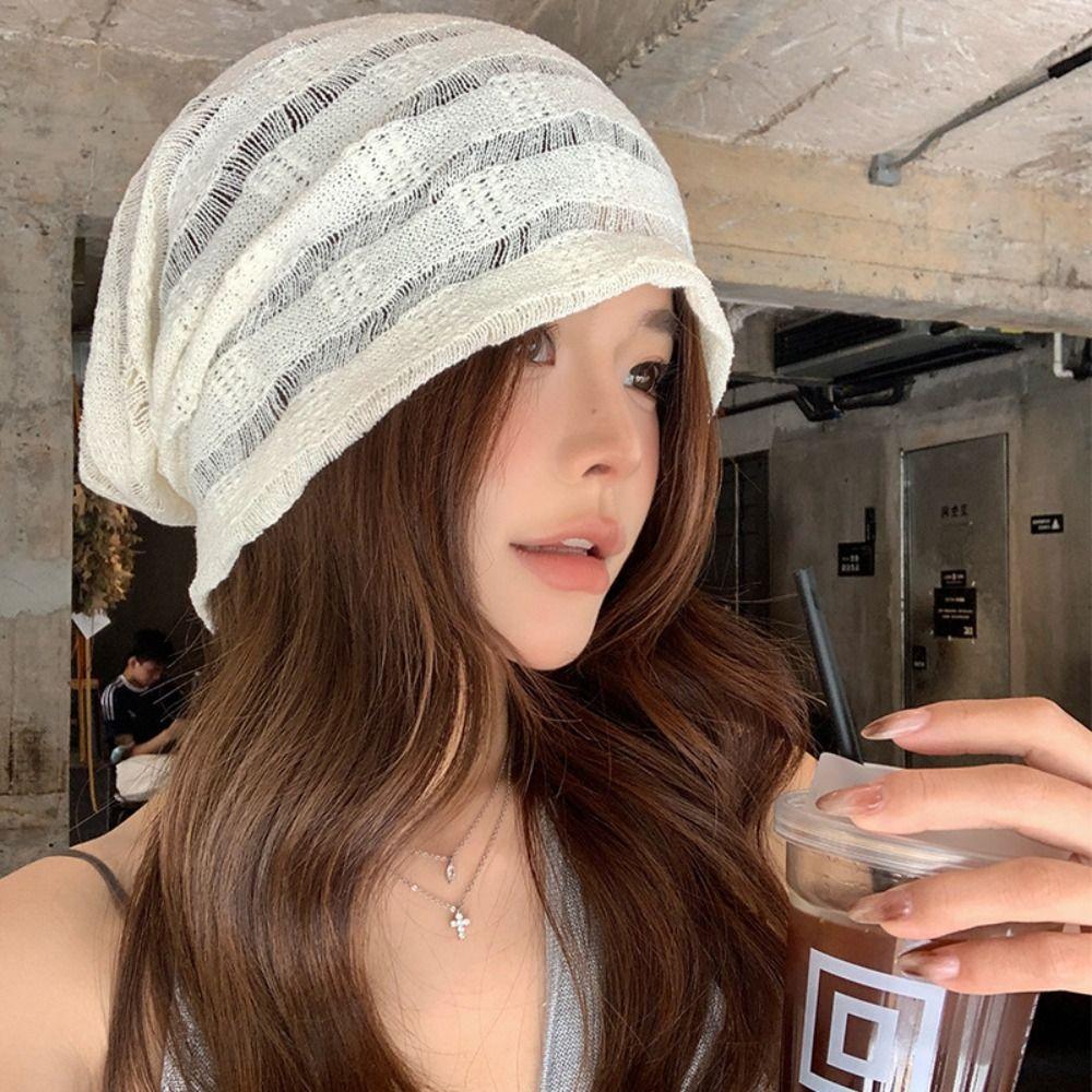 Hollow Beanies Hat Breathable Sunscreen Cap Fashion Knitted Hat Apparel Accessories