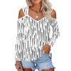Women's Casual Shirt Blouse Print V-neck Sexy Cold Shoulder Long Sleeve Top