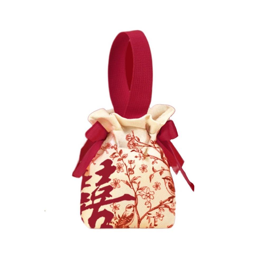 Свадебный мешочек для конфет с бантом Холщовая сумка в китайском стиле Милая маленькая сумочка на запястье Вечеринка