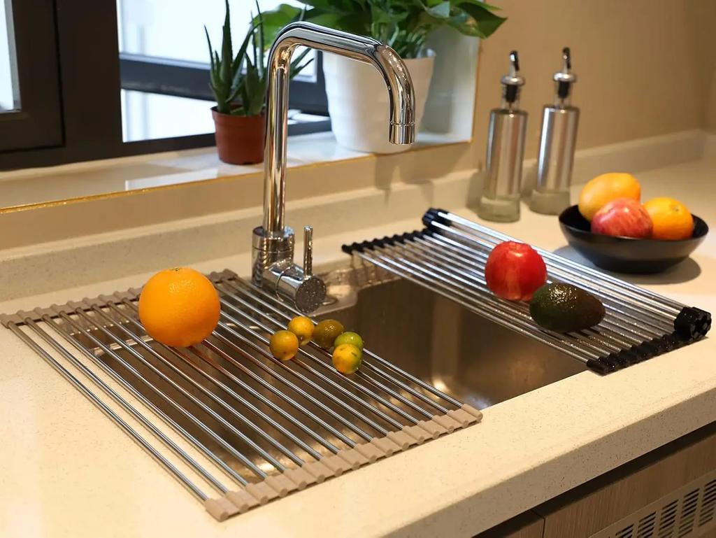 1 шт. Складная сушилка для посуды над раковиной, складная портативная кухонная сушилка для посуды, экономящая место, органайзер для раковины