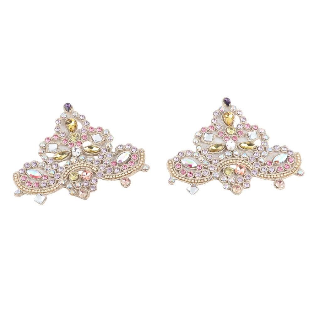 2pcs Sew On Design Crystal Rhinestone Patches Beaded Applique Patches For Clothing Accessories