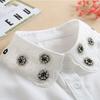 Vintage White Woman Fake Collar Black Crystal Lady Detachable Collar Shirt Neckwear False Collar With Beads Clothing Accessories