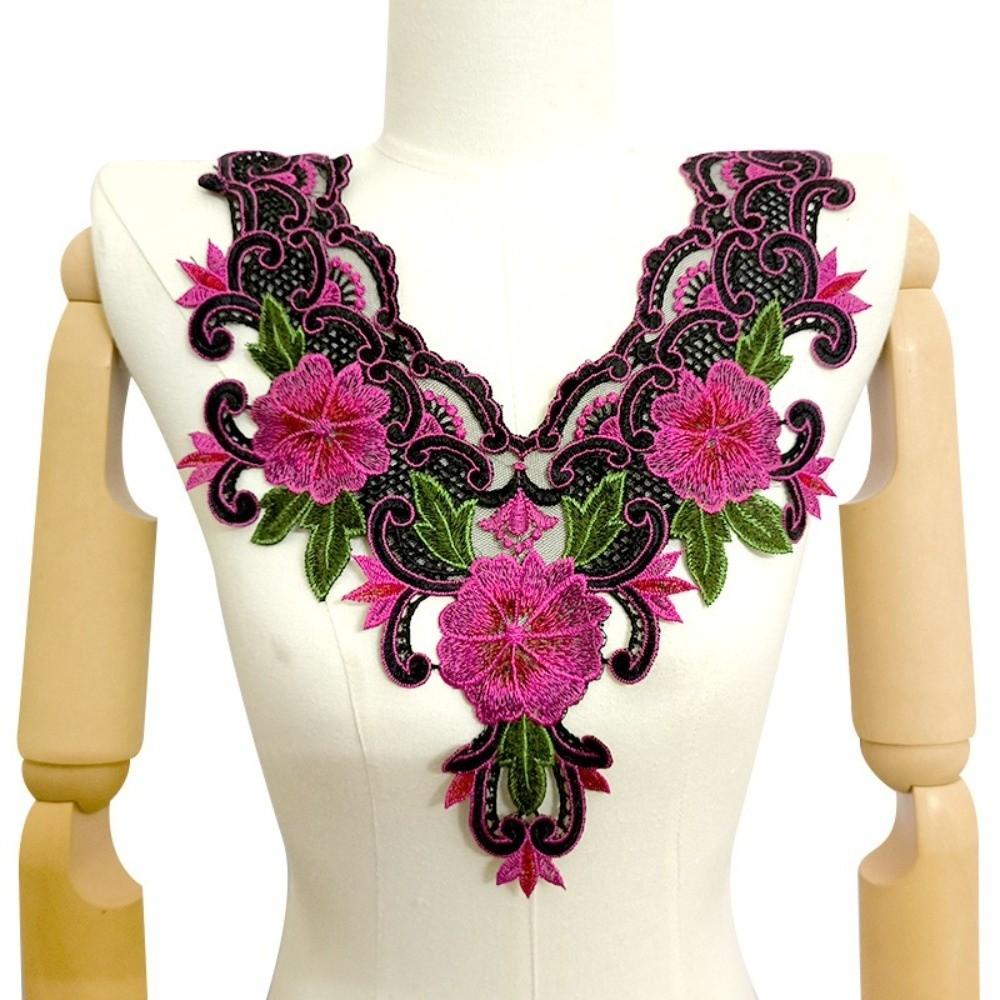 Hollowed Out Embroidered Sewing On Patches Rose Flower Patch Sticker Sewing Clothing Accessories