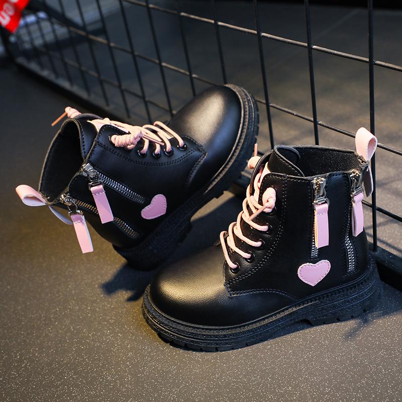 2024 Autumn Spring New Girls Short Boots Love Versatile Soft Children Fashion Boots Drop Shipping PU Kids Shoe Princess Non-slip