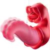 4 In 1 Tongue Push Vibrator Rose Toys 10 Licking and Swaying Patterns Dildo Pleasure Tools