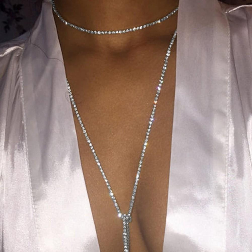 Ожерелье-цепочка со стразами Блестящие женские 150см
