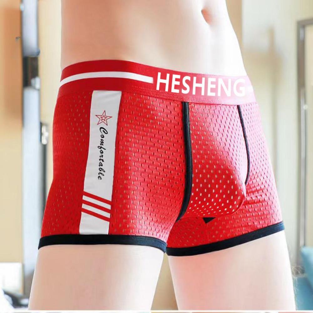 Мужское нижнее белье, летние дышащие антибактериальные боксеры с отверстиями для льда, удобные шорты-боксеры