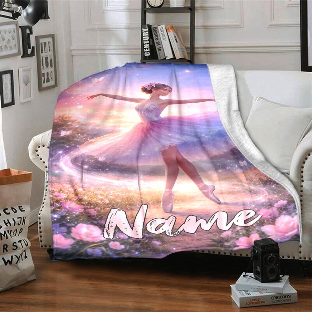 Custom Name ballet Theme Printed Blanket - Perfect for Couch, Bed, Travel & Outdoor Use | Machine Washable, Cozy & Durable.