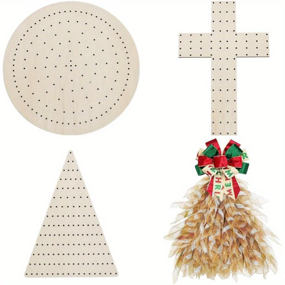 Wooden Wreath Frame Forms Set | Round,Triangle,Cross Shapes with Pre-Drilled Holes,Craft Supplies for Festive Decor,No Feathers