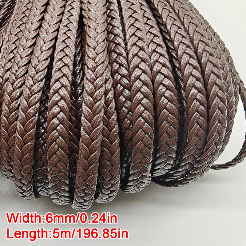 5 м 6 мм/8 мм Прочный Сделай сам Равномерной толщины 5-прядный Гибкий ПУ кожа Долговечные Аксессуары Аккуратная Плетеная Плетеный Однотонный