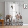 Giraffe Animal Oil Painting Tulle Curtains Balcony Room Fashion Printed Sheer Curtain Living Room Window Modern Decor