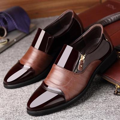 Мужские деловые туфли без шнуровки из оксфордской дышащей кожи с острым носком