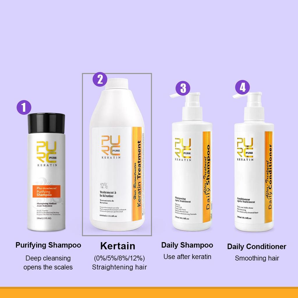 PURC 1000ml Keratin Hair Treatment Straightening Smoothing For Curly Frizzy Hair Repair Damaged Hair Care Products