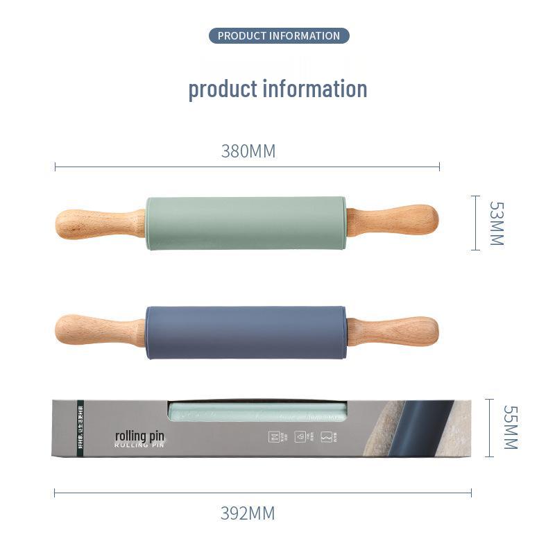 Силиконовый скалка из массива дерева с антипригарным покрытием для оберток пельменей и теста