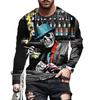 Retro Long Sleeve T-shirts For Men 3d Print Skull Long Sleeve Cotton Tops Street Hip Hop O Neck Pullover Oversized Tee Shirt Men