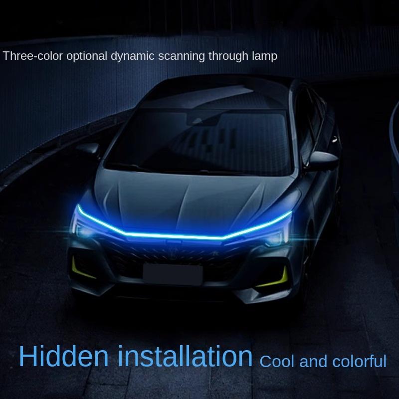 Светодиодные дневные ходовые огни, сканирование, запуск капота автомобиля, декоративные фонари DRL, направляющая для капота двигателя, декоративная лампа окружающего освещения 12 В