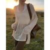 Women's Summer Thin Long Sleeve Hollow Casual Knitted Top