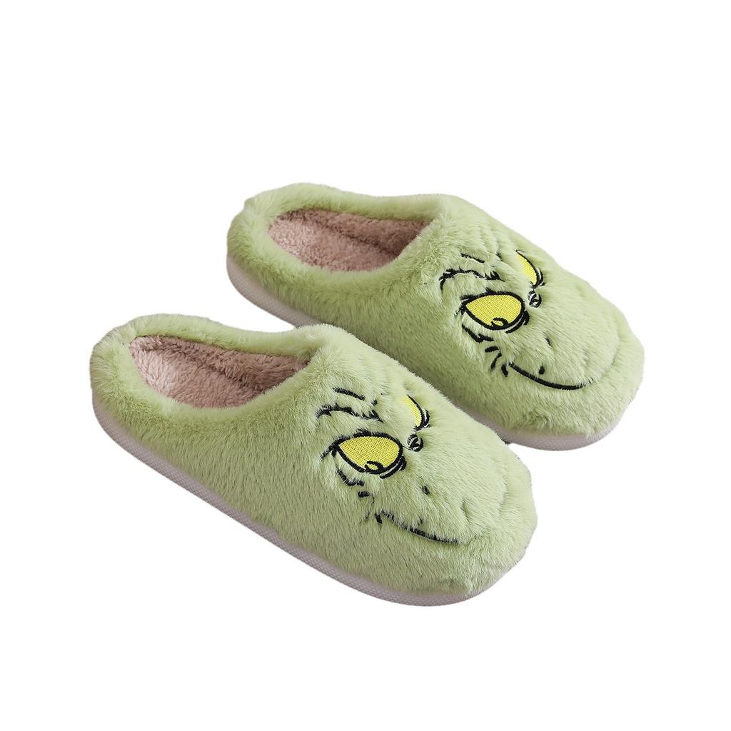 Grinch Funny Slippers Winter Cotton Shoes Lightweight Non Slip Slippers Indoor Outdoor Home Slippers Cute Christmas House Slippers