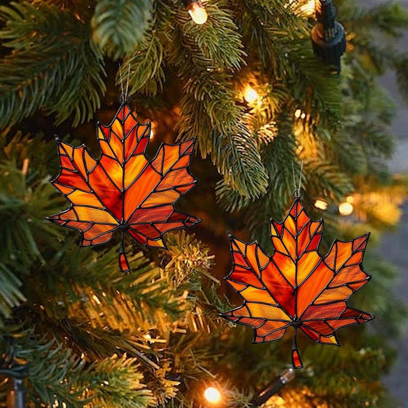 Maple Leaves Acrylic Ornament Fall Leaves Pendant Window Decor Maple Leaves Holiday Ornaments Stained Fall Decorations Acrylic