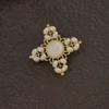 Vintage Gold Pearl Cross Brooch for Women - Baroque Palace Style