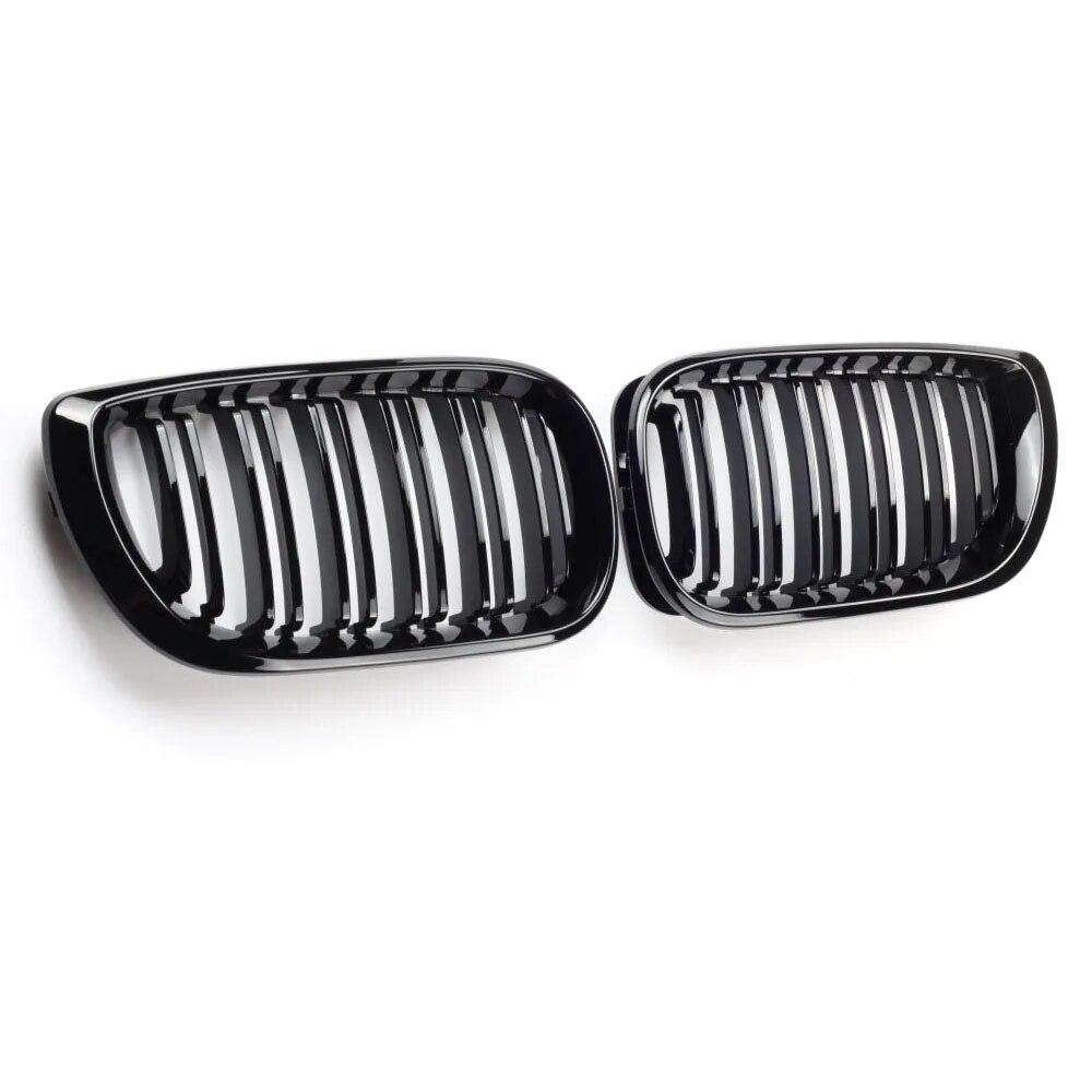 1 пара автомобильных передних решеток для почек, глянцевая черная двойная решетка для капота для BMW 3 серии E46 2002-2005, гоночная решетка, замена автомобиля