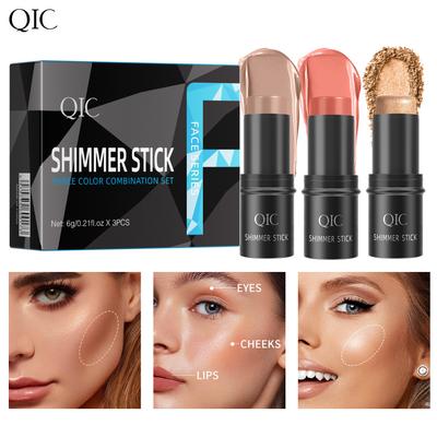 Three-Color Multi-Functional Grooming Stick Set Bronzer Face Shadow Highlight Blush 3In1 Makeup Stick