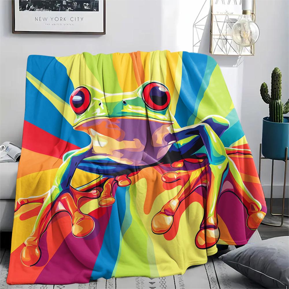 Tree Frog Print Flannel Blanket, High quality Comfortable for All Seasons, Home Decor, Warmth and Comfort, Perfect for Christmas Gifts