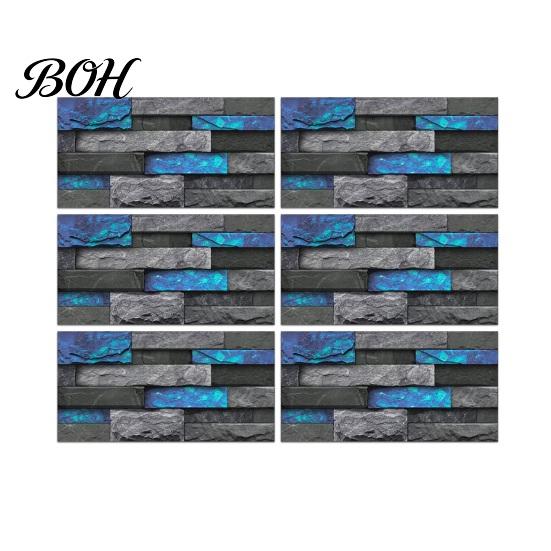 Modern Industrial Wall Decor 6Pcs Vintage Faux Stone Self?Adhesive Tiles, Waterproof Oil?Proof Backsplash Decorative PVC Film for Kitchen Sticker,