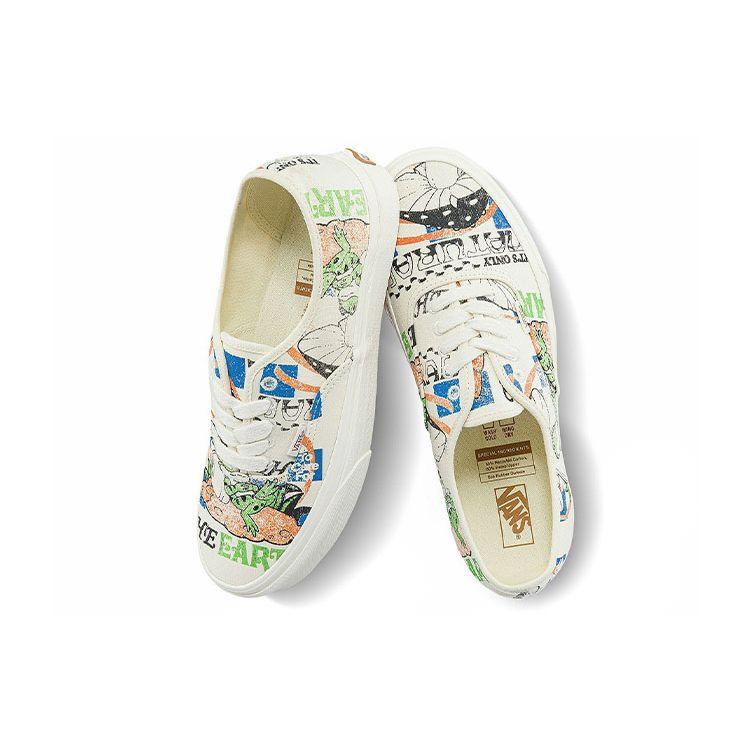 Vans Authentic Series Забавный принт День Земли Низкие кеды для скейтборда Унисекс кроссовки Разноцветные VN0A5KRDARG