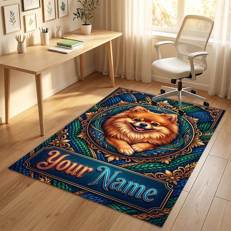 Decorative Artwork Theme Crystal Velvet Rug Personalized Custom Name Text Soft Floor Mat Home Decor