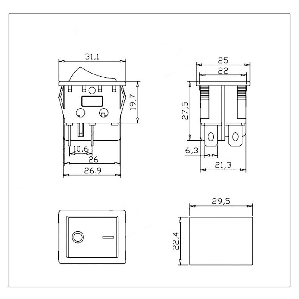 1Pcs 11A 111V 1 6 Pin ON-OFF Boat Rocker switch sterling silver contacts KCD1 power switch with led indicator light 11A/111V
