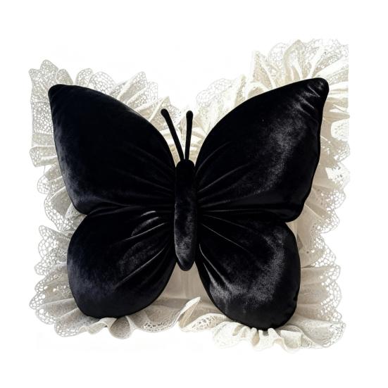 Декоративная подушка-бабочка Бархатная подушка-бабочка с кружевной отделкой Подушка для дивана, дивана, автомобиля Домашний декор Подарок на новоселье, день рождения