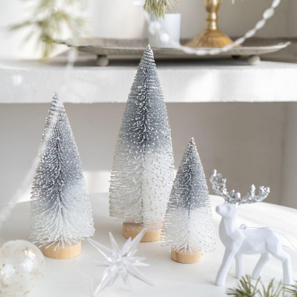 15/20/25cm Christmas Small Snowy Tree Plastic Artificial Pine Tree  Hotel Office Decor